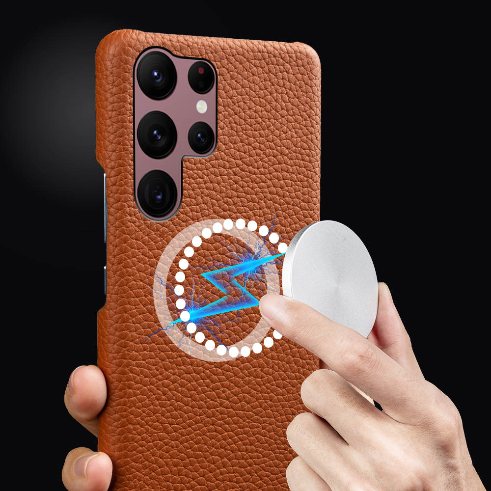 Luxury Real Leather S Series Phone Case For Samsung (Lychee Pattern)