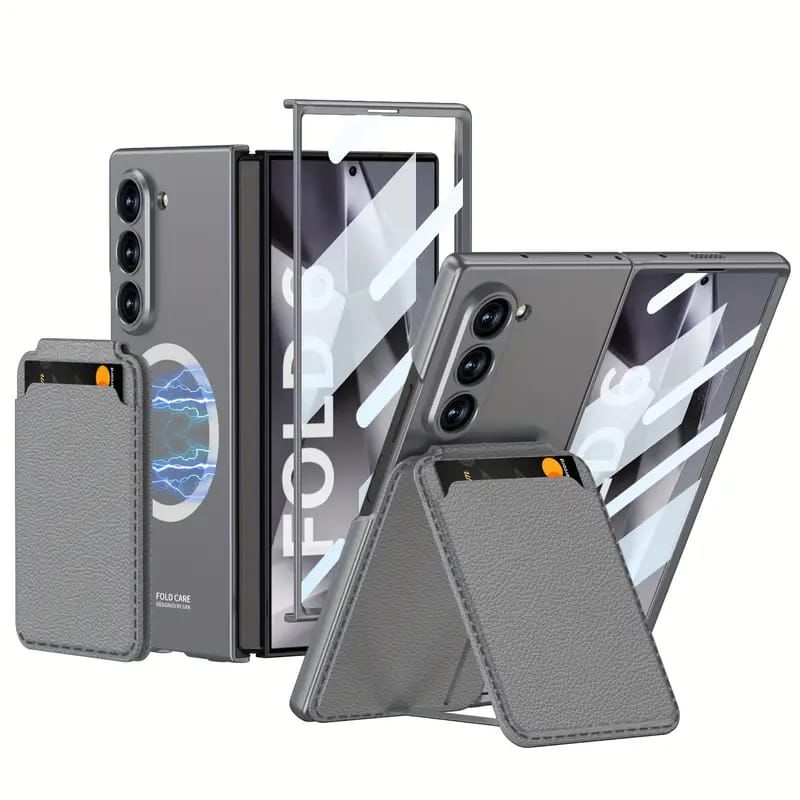 Galaxy Z Fold Magsafe With Card Holder Leather Stand Protective Case