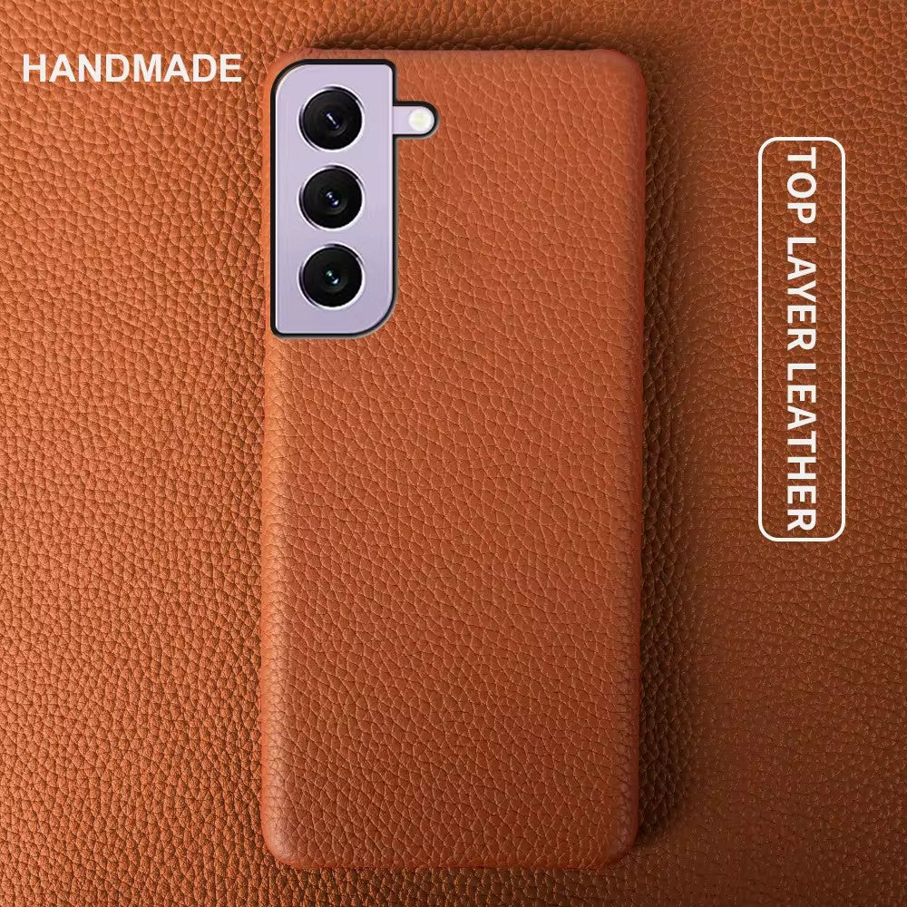 Luxury Real Leather S Series Phone Case For Samsung (Lychee Pattern)