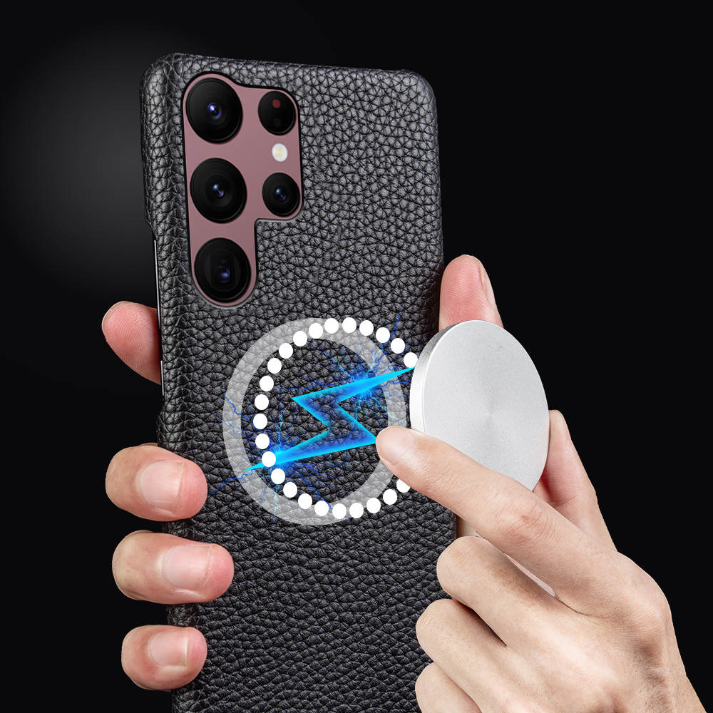 Luxury Real Leather S Series Phone Case For Samsung (Lychee Pattern)
