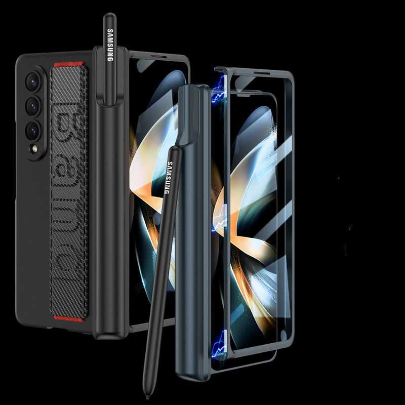 Galaxy Z Fold Wristband Magnetic Hinge Pen Holder Strap Case