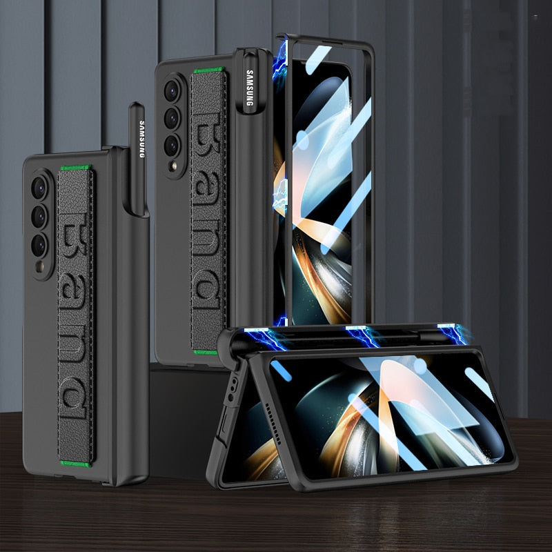 Galaxy Z Fold Wristband Magnetic Hinge Pen Holder Strap Case