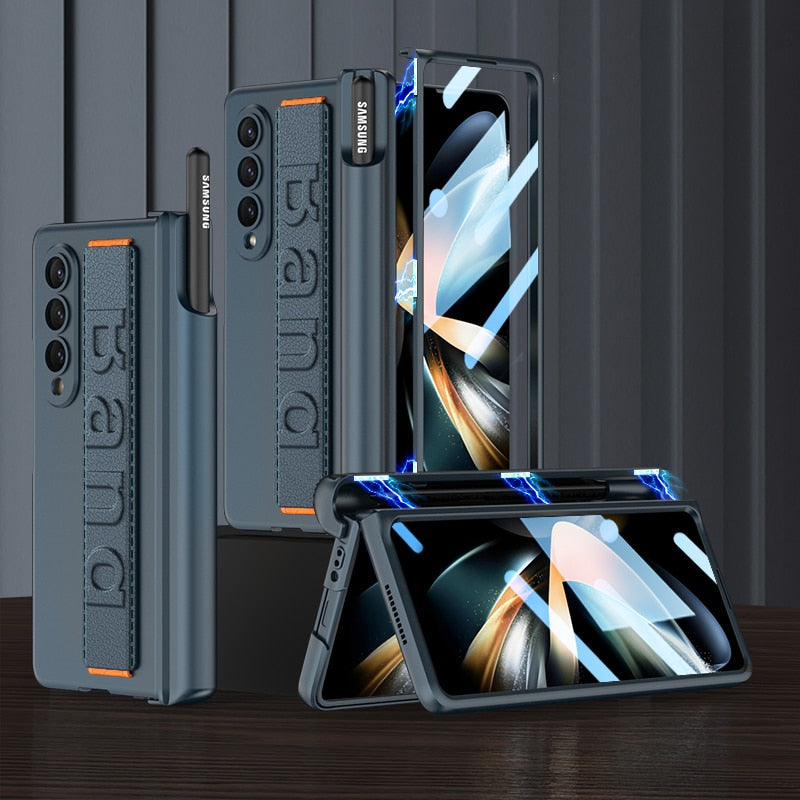 Galaxy Z Fold Wristband Magnetic Hinge Pen Holder Strap Case