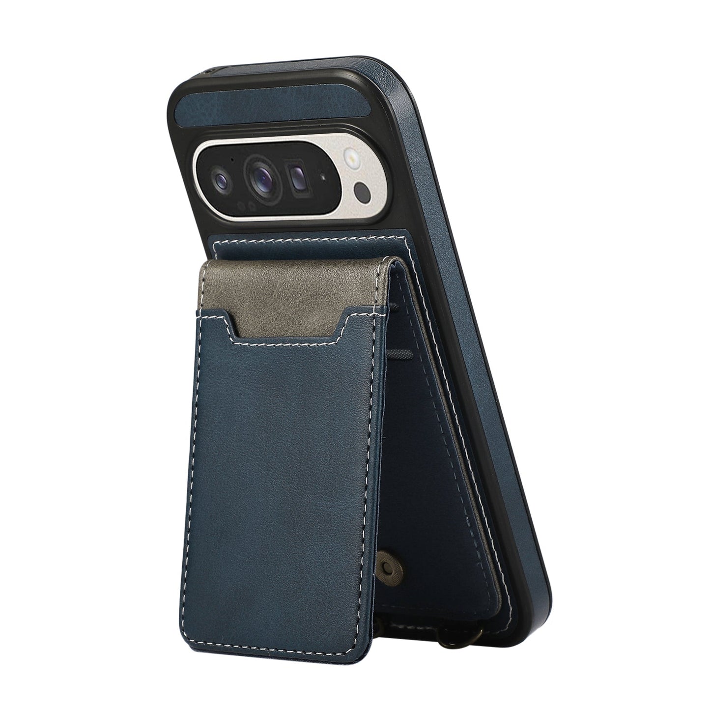 SnapWallet Pixel Leather Card Holder Case with Kickstand & Lanyard