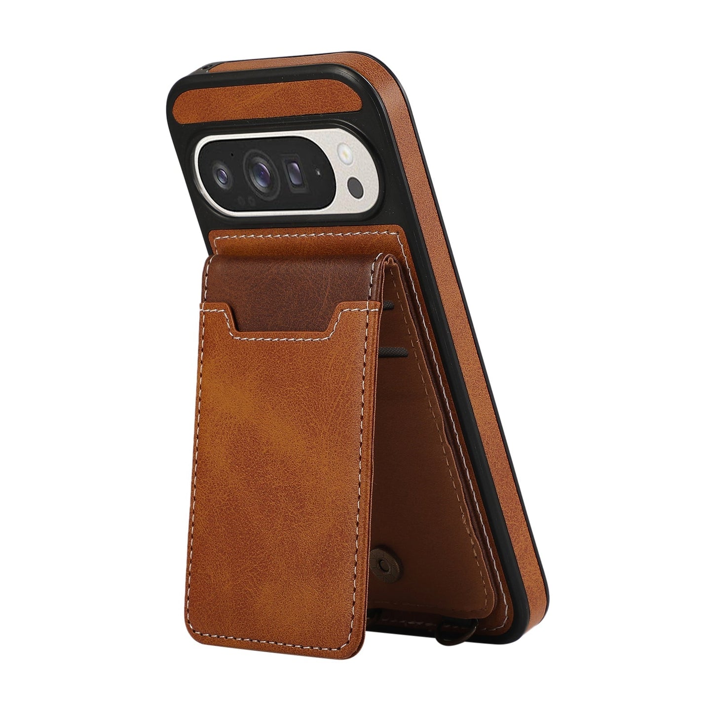SnapWallet Pixel Leather Card Holder Case with Kickstand & Lanyard