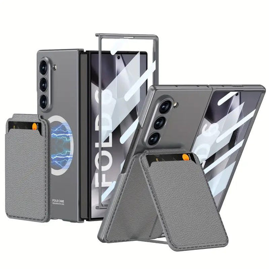 Galaxy Z Fold Magsafe With Card Holder Leather Stand Protective Case