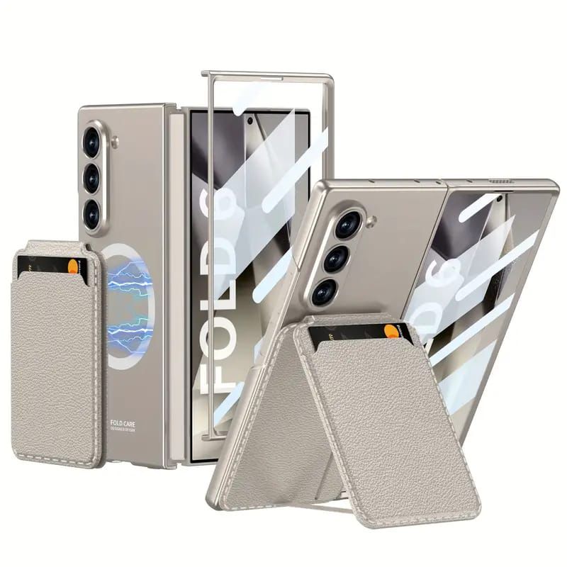 Galaxy Z Fold Magsafe With Card Holder Leather Stand Protective Case