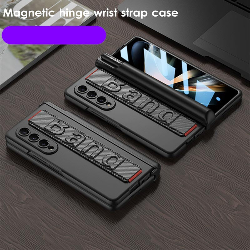 Galaxy Z Fold Wristband Magnetic Hinge Pen Holder Strap Case
