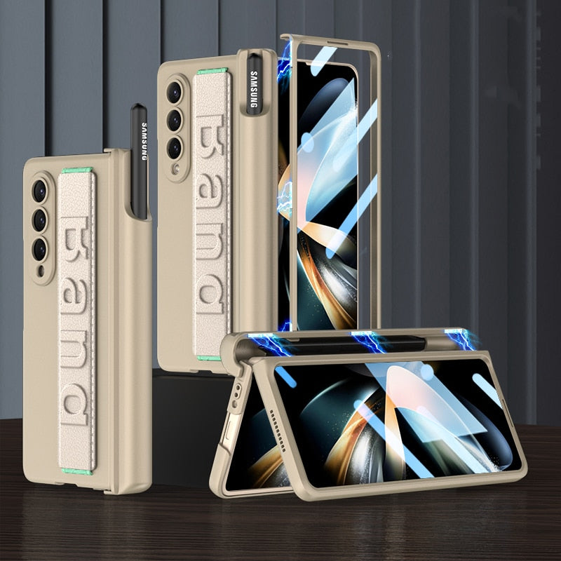 Galaxy Z Fold Wristband Magnetic Hinge Pen Holder Strap Case