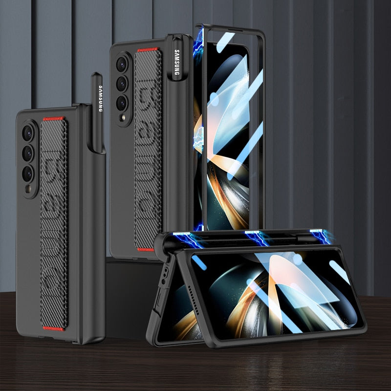 Galaxy Z Fold Wristband Magnetic Hinge Pen Holder Strap Case