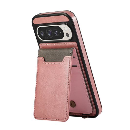 SnapWallet Pixel Leather Card Holder Case with Kickstand & Lanyard