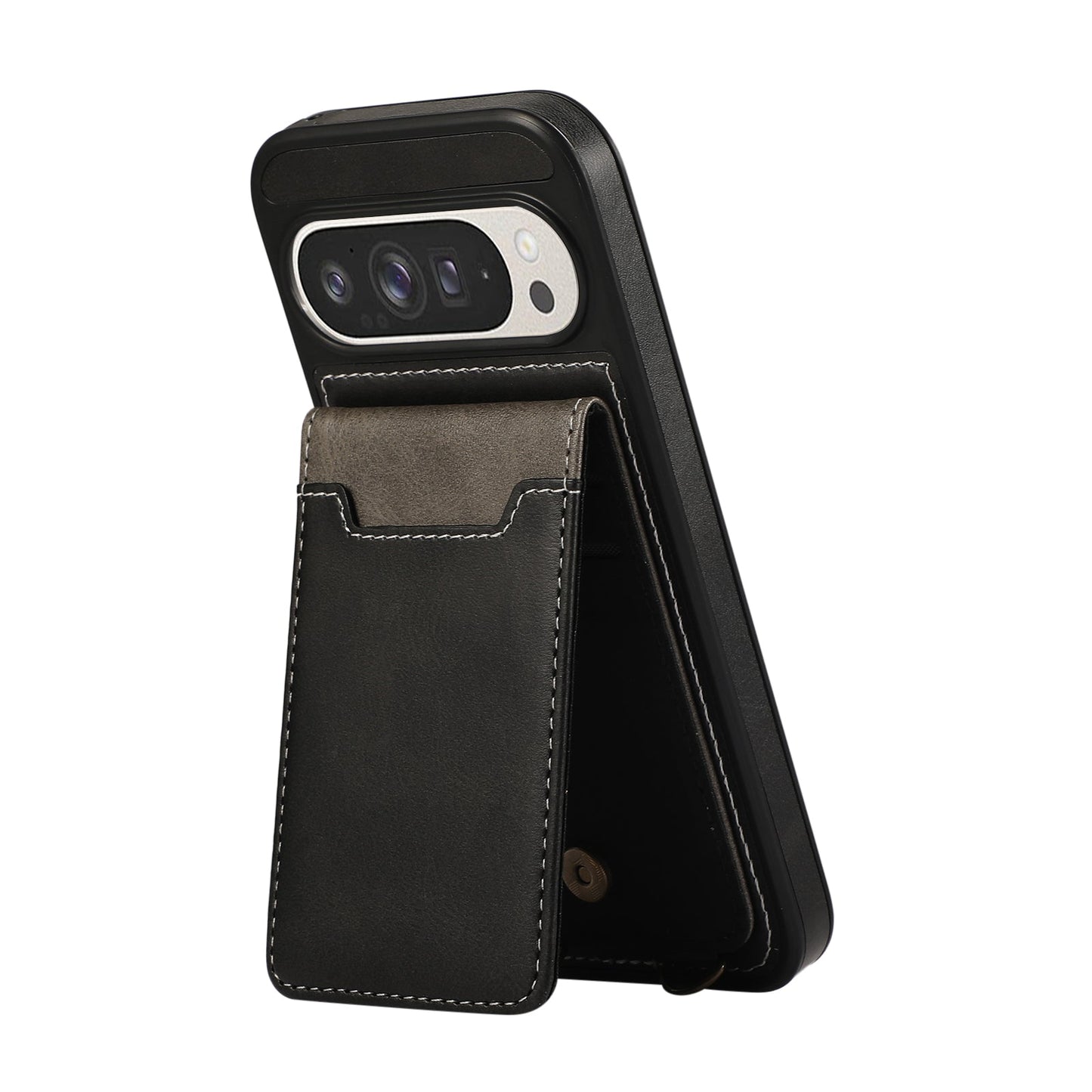 SnapWallet Pixel Leather Card Holder Case with Kickstand & Lanyard